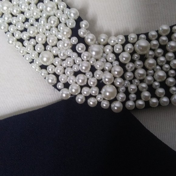 NWOT Karl Lagerfeld Paris dress faux pearl collar size 12 - Picture 13 of 16